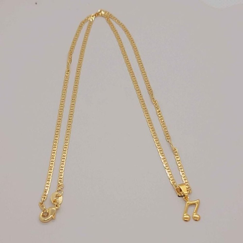 Brand New Brazilian 18k Gold Filled Music Note Necklace